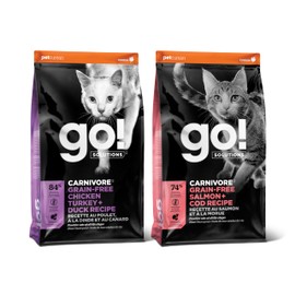 GO! SOLUTIONS Carnivore Grain Free Dry Cat Food - Complete + Balanced Nutrition for All Lift Stages - Variety Bundle - Pack of 2