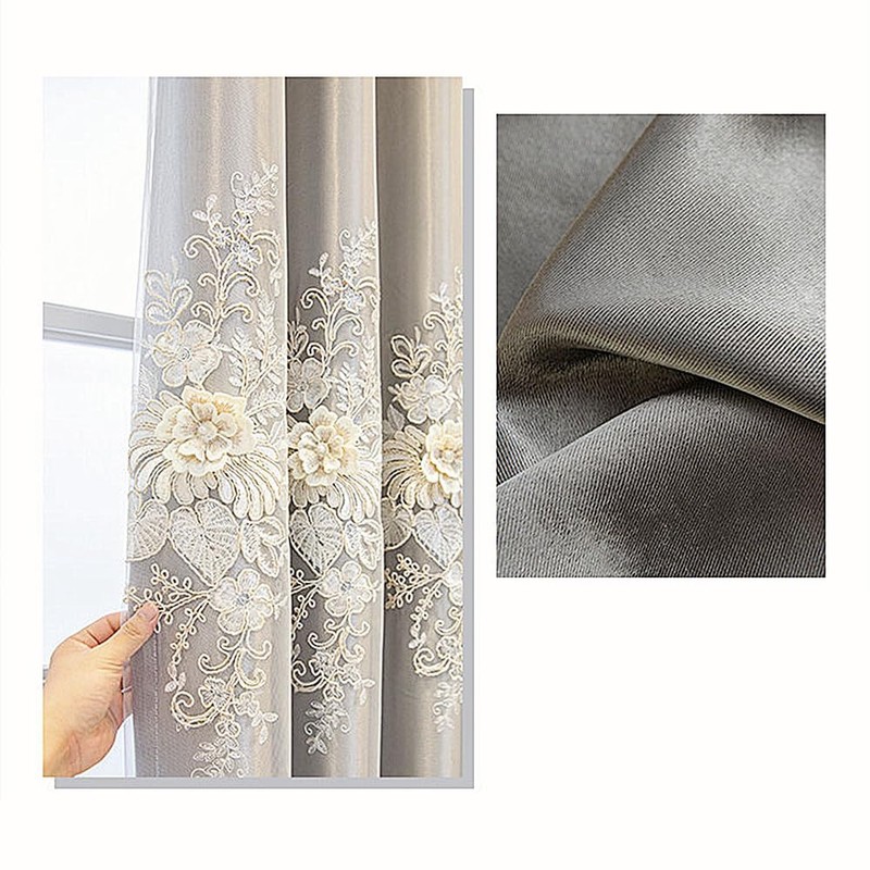 Amidoudou 1 Pair Luxury European Curtains with Valance for Living