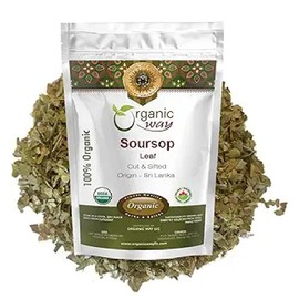 Organic Way Dried Soursop Leaf Coarse Cut (Annona Muricata) - Herbal Tea | Vegan, Non GMO & Gluten Free | Resealable Bag | 100% Raw from Sri Lanka (2 Ounces)