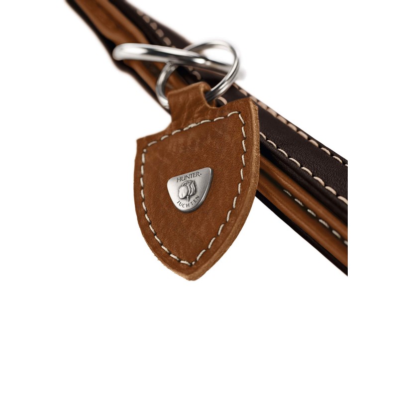 HUNTER Training Leash Tara Number 15/200 Juchten Leather, Dark Brown/Cognac