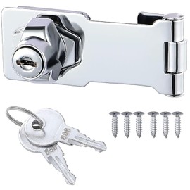 ZiYuya Keyed Hasp Lock Hasp, Padlock Shed Door Lock Hasp with Alike Keys Drawer Cupboard Locks Twist Knob Locking Hasp Door Gate Latch Bolt Furniture Mailbox Closet Lock (Silver - 1 Pack, 3 Inch)