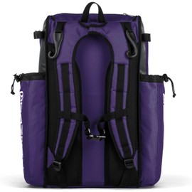 Boombah Catchers Superpack Bat Bag - 23-1/2" x 13-1/2" x 9-1/2" - Dark Charcoal/Purple - Holds 4 Bats - Backpack Version (no Wheels)