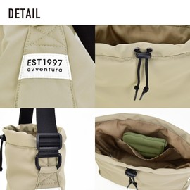 Aventura 0061 Drawstring Shoulder Bag, Mini Bag, Women's, Men's, Commuting to Work, School, Travel, Outing, Adults, Students, 20's, 30s, Simple,, beige, Free size