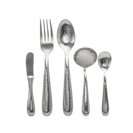 Ricci Argentieri Florence Flatware Set, 18/10 Stainless Steel Flatware with Serving Spoon, Salad Fork, Cheese Knife and Teaspoon, 5 Piece Set