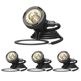 GOODSMANN Landscape Lighting 4PK Pond Lights Led Underwater Submersible Lights Fountain Lights Outdoor 5.4W 135 Lumen 2900K Warm White Low Voltage Pond Lights with Power Cord Waterproof