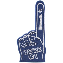 FUNSTITUTION Foam Finger We're Number 1- Large Giant 18 inch for All Occasions Cheerleading Pompom Football, Sports, Birthdays and Concerts – Lightweight and Durable Hand in Vibrant Colors (Navy)