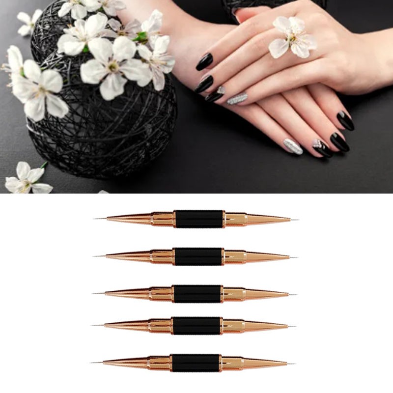 5Pcs Nail Art Brush Double Ended Nail Design Painting Brush