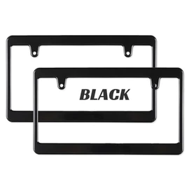 MOONEYES NF-MG057BKPL2P-MON License Plate Frame, Normal, Black, Plain, Set of 2