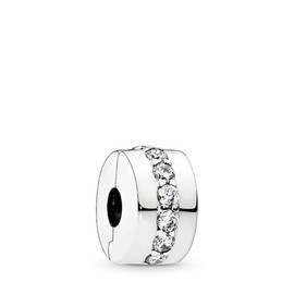 FGT Clear Sparkling Row Spacer Clip Charm for Bracelets Necklaces Pendants Sterling Silver Path Shining April Birthstone Sister Best Friend Women Girl Family Birthday