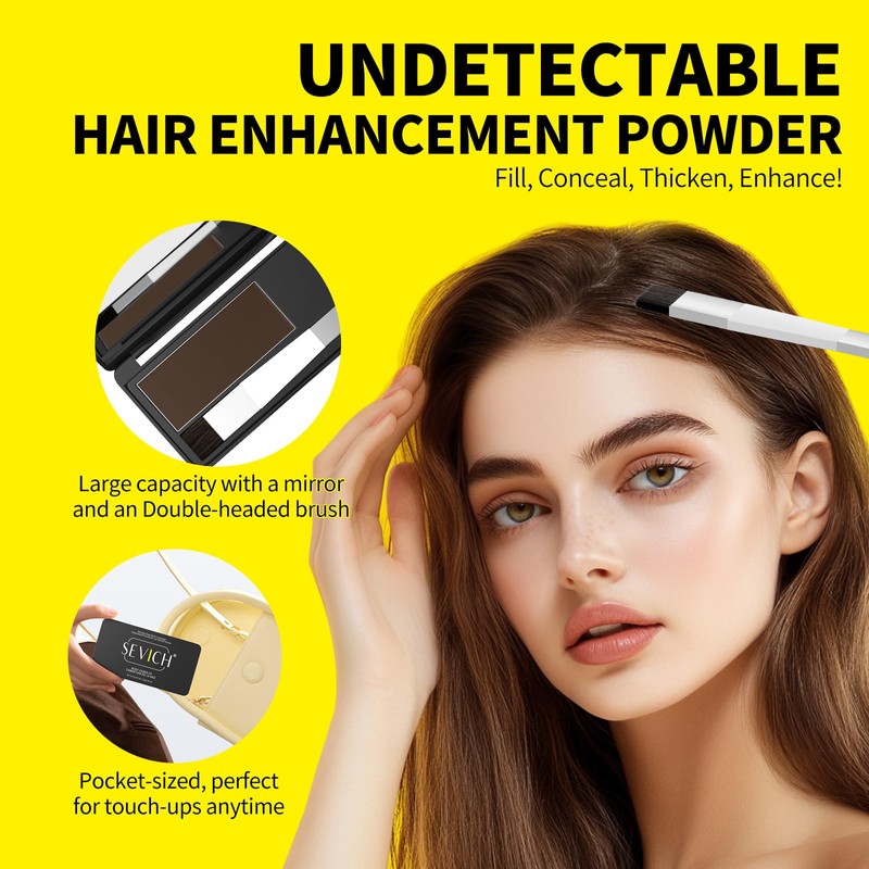 SEVICH Root Touch up, Hairline Powder with Brush, Instantly Conceals
