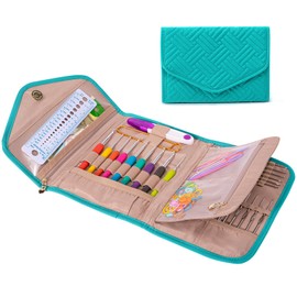 MYBAGZING Crochet Hook Case Empty - Foldable Crochet Hook Organizer - Crochet Hook Holder for Knitting & Crochet Supplies - Knitting Accessories