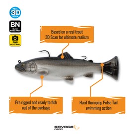 Savage Gear 3D パルステイル トラウト RTF 8インチ 淡水スイムベイト ルアー バス用 ラトル内蔵 高耐久 ジグフック トレブル BKK 低速 中速 高速シンク
