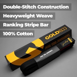 Gold BJJ Jiu Jitsu Belt - Premium Belts with Rank Bar for Stripes - IBJJF Competition Approved (Black, A2)