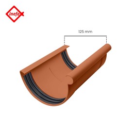 INEFA Gutter Connector Semicircular PVC NW125 / 125 mm Brown Gutter Connector, Easy Plug-In Installation, Made in Germany