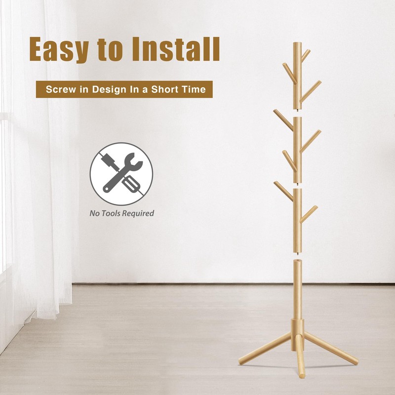 Azaeahom Coat Rack, Coat Racks Freestanding with 8 Hooks 3
