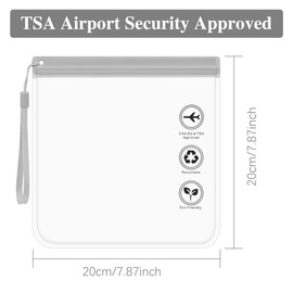 Iridsmole 2pc Airport Security Liquids Bags Airport Liquid Bags 20 x 20 cm Clear Plastic Approved Security Toiletry Bag for Travel Accessories Clear Plastic Bag for Men Women Holiday Travel Essentials
