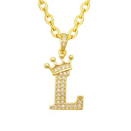 LXSSLY Gold Crown Initial Necklaces for Women Dainty Letter A-Z Pendant Necklace 18K Gold Plated Zirconia Letter Crown Choker Necklace for Women