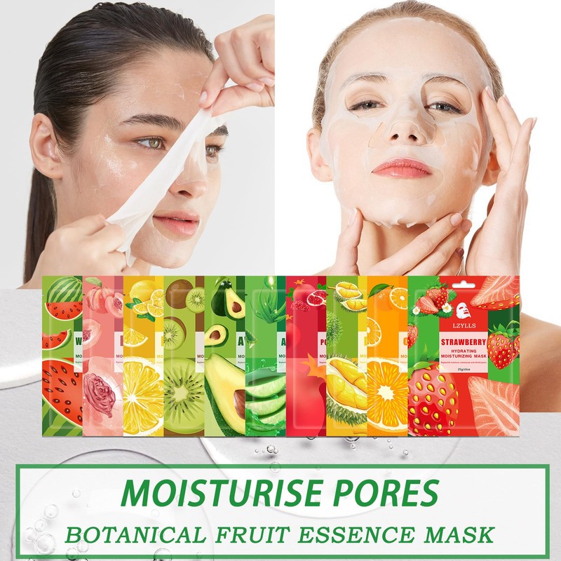 10 Pack Sheet Face Mask Set,Moisturizing Long Lasting Facial Sheet