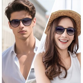 Rimerakea Round Sunglasses, B: Matte Black/Gradient Gray