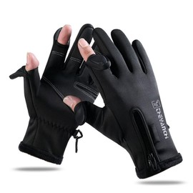 Guantes de invierno para mantener el calor, correr, senderismo, pesca, a prueba de viento, antideslizante, visualización táctil con dedos, regalos cálidos para hombres y mujeres, Negro -, M