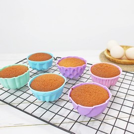 To encounter Silicone Cupcake Baking Cups, Food Grade Non-Stick Muffin Liners, Reusable 3 Inch Silicone Molds, 6 Shapes Pack of 24