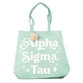 Sorority Shop Alpha Sigma Tau Retro Pom Pom Tote Bag