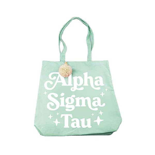 Sorority Shop Alpha Sigma Tau Retro Pom Pom Tote Bag