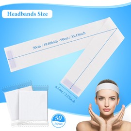 Noverlife 50PCS Disposable Headbands for Facials, Elastic Spa Headband for Women Headband Wrap with Adjustable Magic Tape, Stretch Non-woven Skincare Hair Wrap, Face Wash Headwraps for Home Beauty Spa
