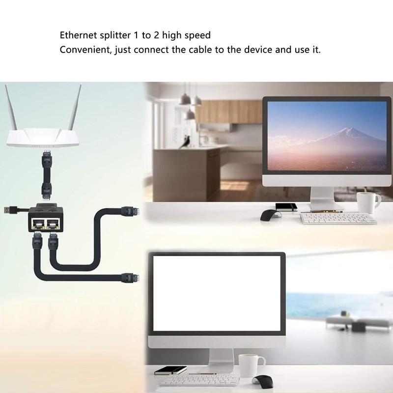 RJ45 Splitter Adapter 1 to 2 100Mbps Plug and Play