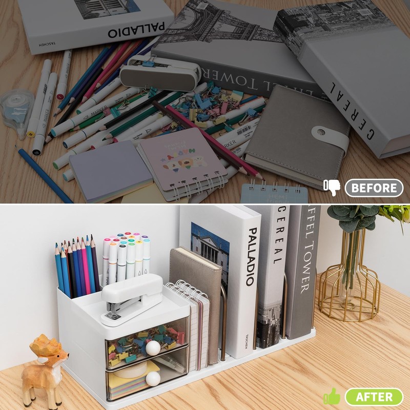 RISEMART Desk Organiser with File Holder, Versatile Desk Tidy Stationery