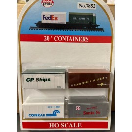 Model Power HO #7852  -  20' Containers  (CP Ships, Penn Railroad, Contail, SF)