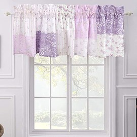 Cozy Line Home Fashions Love of Lilac Lavender Floral Orchid Patchwork Window Valance, 16" x 55"