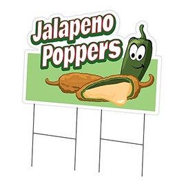 Jalapeno Poppers 24" x 36" Yard Sign & Stake | Advertise Your Business | Stake Included Image On Front Only | Made in The USA