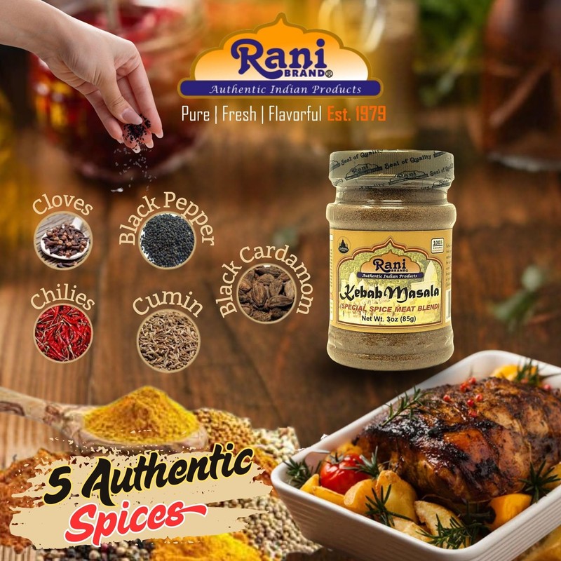Rani Kebab Masala Indian Spice Blend for Meat Dishes 3oz