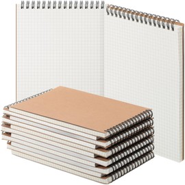 Engrowtic 12 Pack Graph Paper Spiral Notepad A5 Top Wirebound Notepad Grid Notebook Steno Pads Memo Notebook Grid Paper 140 Pages for Writing Sketching Drawing Office Supplies (Kraft)