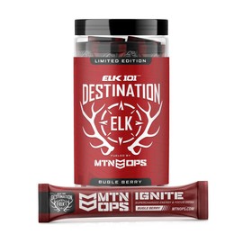 MTN OPS Ignite Supercharged Energy & Focus Drink Mix, BCAA & Nootropic Blend, Gluten Free & 200mg of Caffeine, 20 Single Serving Trail Packs Bugle Berry