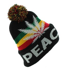Milani Peace Love & High Times Mary Jane Cuffed Pom Beanie (MJ008 Peace)