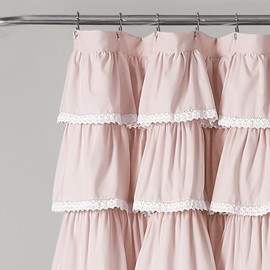 Lush Decor X 1 Lace Ruffle Shower Curtain, 72" x 72", Blush, 72 in x 72