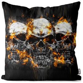 VOID Skulls Hard Rock Cushion Cover Sofa Cushion Decorative Outdoor Cushion Decorative Cushion Size: 50 x 50 cm