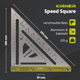 Carpenter's Square 180 mm - Solid Stainless Steel Angle - Lasts a Lifetime | For Exact 90° Angle - with Innovative Base and Integrated Spirit Level | Carpenter's Angle, Try Square, Carpenter's Angle