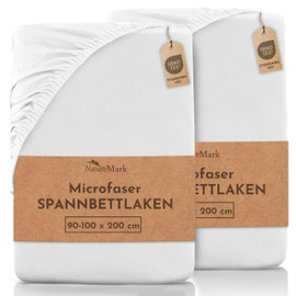 NatureMark 2 Pack Microfibre Fitted Sheet, Double Pack in Many Sizes and Colours Brand Quality Oeko-Tex Standard 100