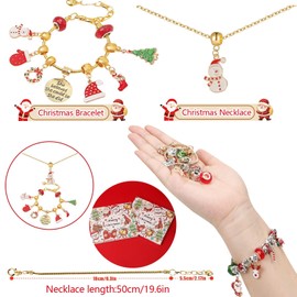 Christmas Advent Calendar Bracelets Set, 2024 Christmas Countdown Calendar DIY Bracelets Necklace Jewelry Pendant Making Kit, Christmas Jewelry for Girls Kids Women Gift