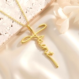 XPYPZP Mothers Day Gift for Aunt 14K Gold Aunt Necklace for Women Gold Cross Necklace Christian Jewelry Anniversary Birthday Gift for Women Her