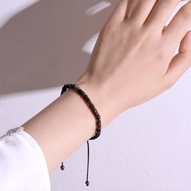 VBWEOI Hug from Heaven Morse Code Bracelet, Until We Meet Again Morse Code Bracelet, Inspirational Bracelets for Women and Man with Black Hematite Beads