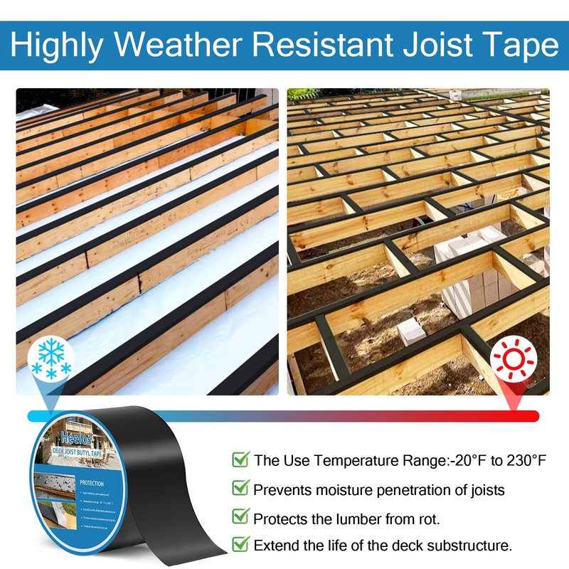 Heelos Deck Joist Tape 3''x50', 2 Pack Butyl Adhesive Tape