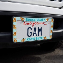 Graphics and More Guess What Corgi Butt Funny Joke License Plate Tag Frame
