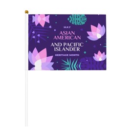 Asian American And Pacific Islander Heritage Month Small Mini Flags Hand Held Flag Festival Stick Flag Party Decorations Supplies Sign For Parades Yard Lawn
