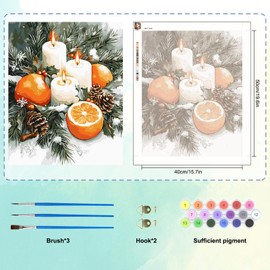 MAXBYE Malen Nach Zahlen Erwachsene, Christmas Paint by Numbers Tannenzapfen DIY Handgemalt Ölgemälde Kit Leinwand Acrylfarben Painting für Home Decor Geschenk, Ohne Rahmen 40x50cm