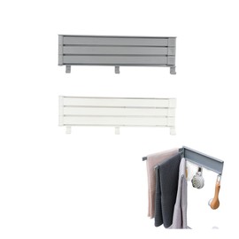 2pcs Swing Arm Towel Holder with Hooks,3 Arm Towel Rack Wall Mounted Towel Bar Plastic Rotating Towel Hanger Folding Towel Drying Racks Space Saving