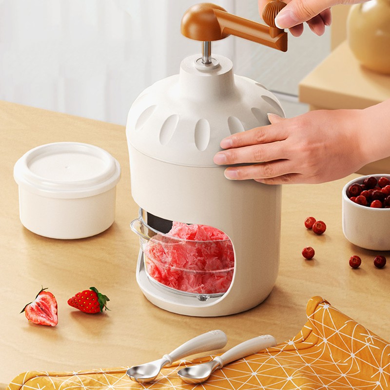 Hand Crank Shaved Ice Machine Stainless Steel Blades Safe Portable